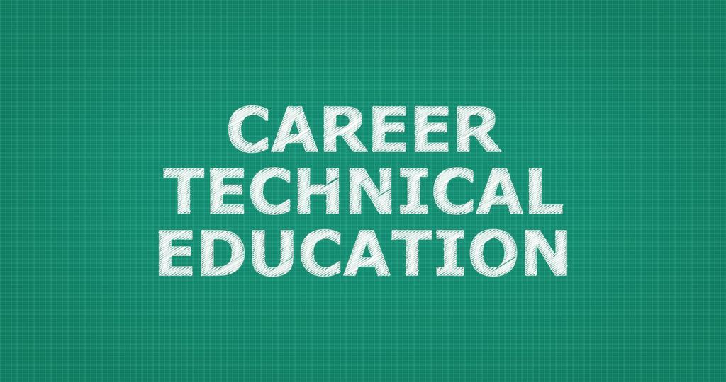 The words ‘Career Technical Eduation’ written over a green grid.